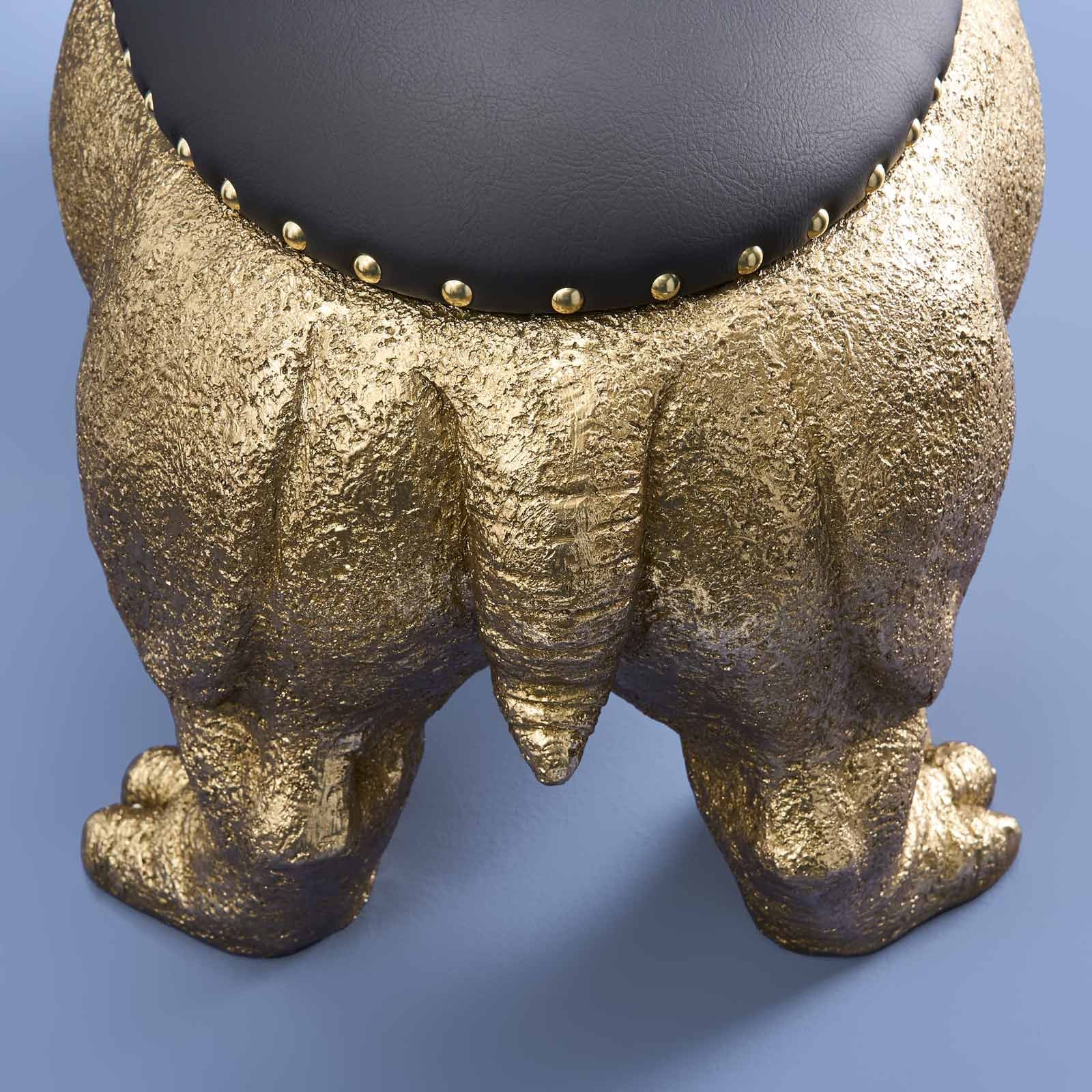 Luxusní zlatá stolička Werner Voss ve tvaru hrocha Patty Potamus z kolekce WERNS Waterfall Bathrooms