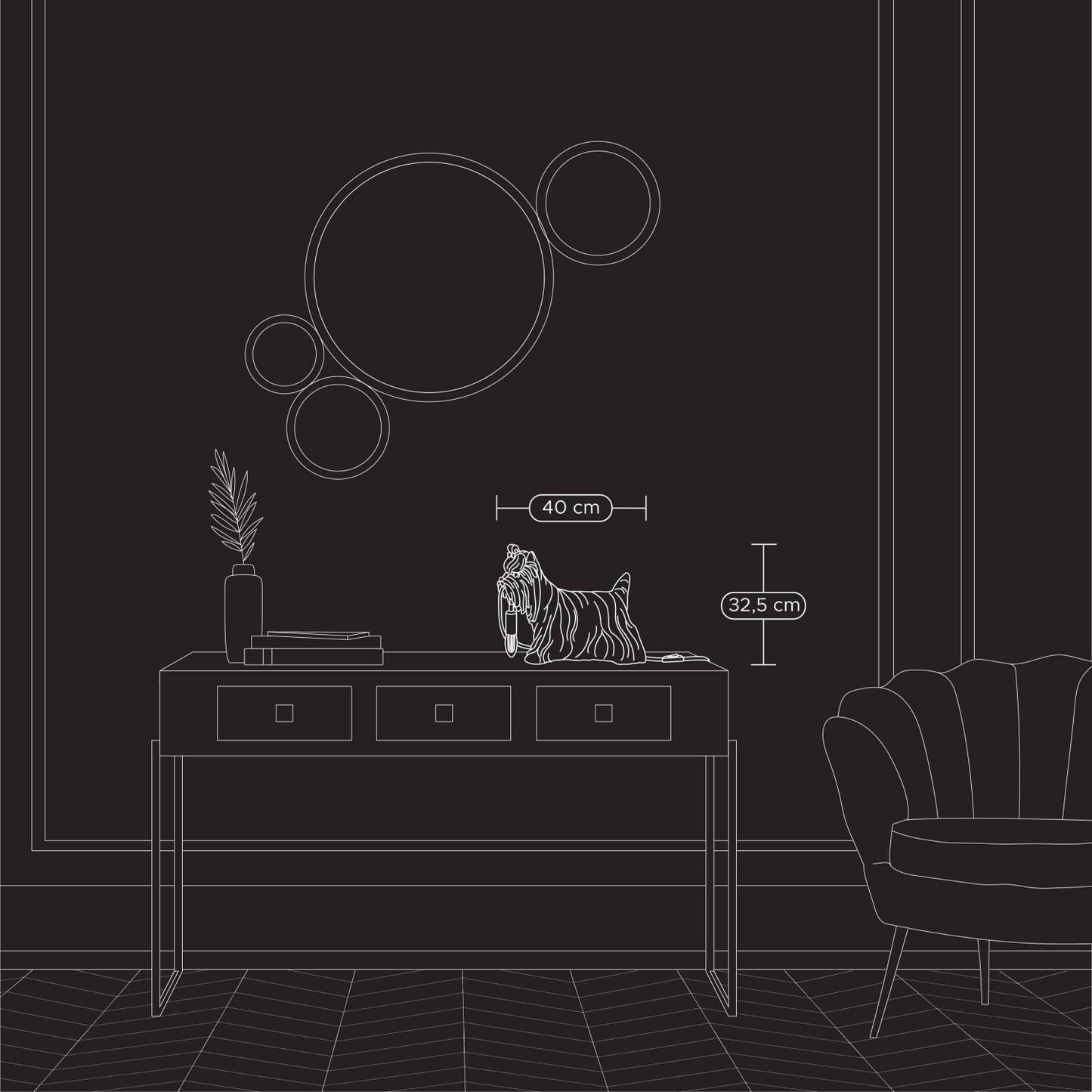 Luxusní zlatá stolní lampa Werner Voss ve tvaru psa Daisy z kolekce WERNS Waterfall Bathrooms