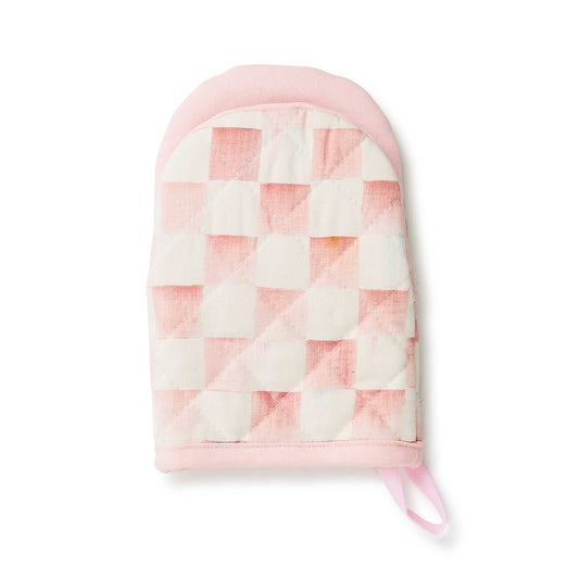 Mini chňapka Rosy Check od Mackenzie-Childs, růžový kostkovaný vzor, 100% bavlna, Waterfall Bathrooms.
