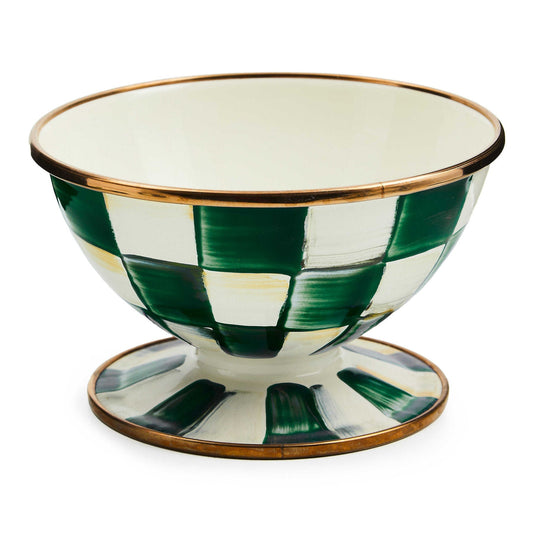 Miska na zmrzlinu Emerald Check od MacKenzie-Childs se zeleným kostkovaným vzorem, Waterfall Bathrooms.
