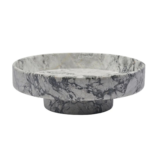 Nero Collection White Marble Pedestal Tray Large - |VESIMI Design|