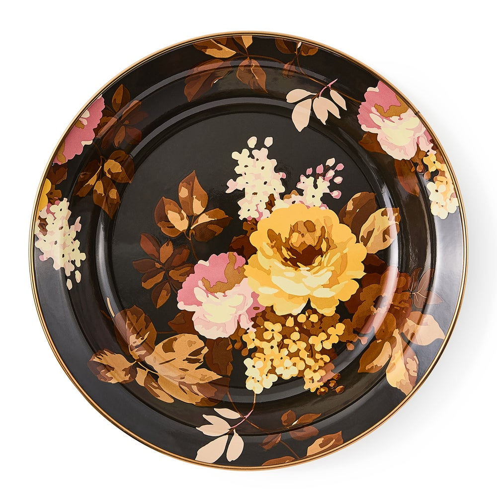 MacKenzie-Childs Pekáč na koláč Wild Rose Brown, smaltovaná ocel, květinový vzor, 24.13 cm, Waterfall Bathrooms