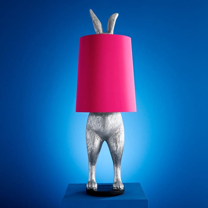 Velká stříbrná stojací lampa Hiding Rabbit, Silver/Pink