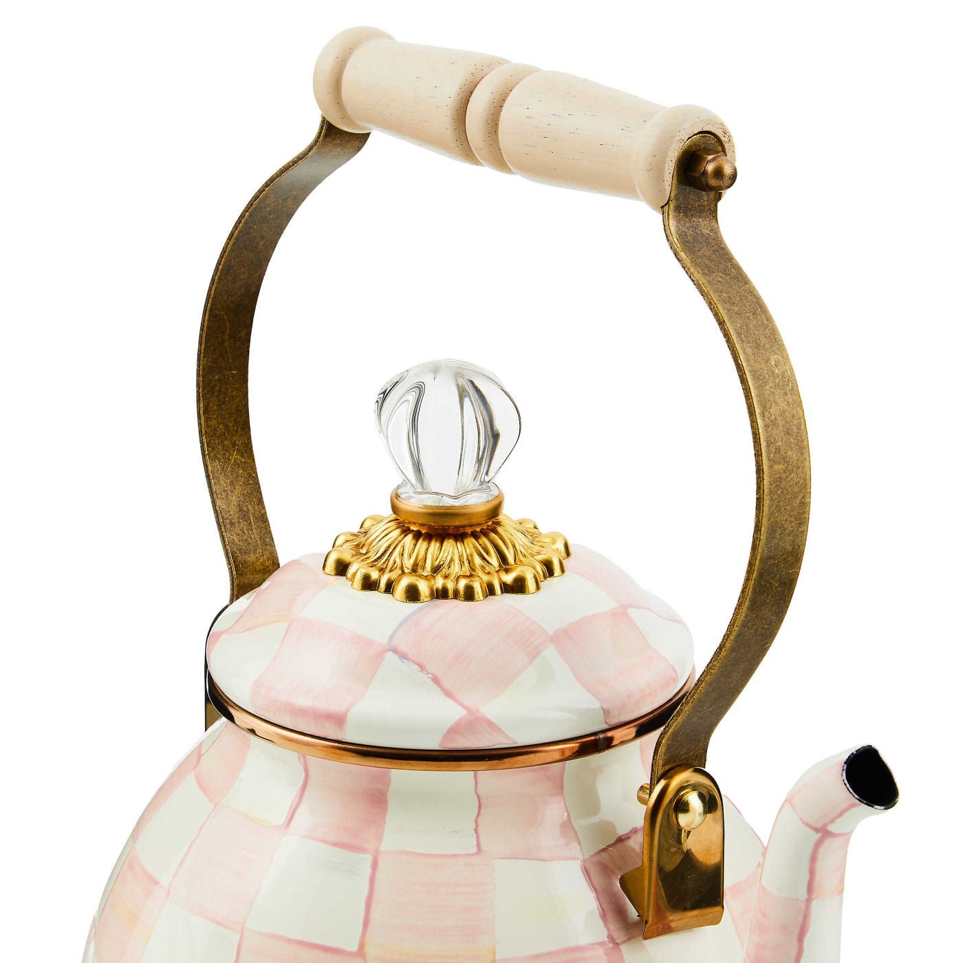 Rosy Check Smaltovaná konvice MacKenzie-Childs růžová