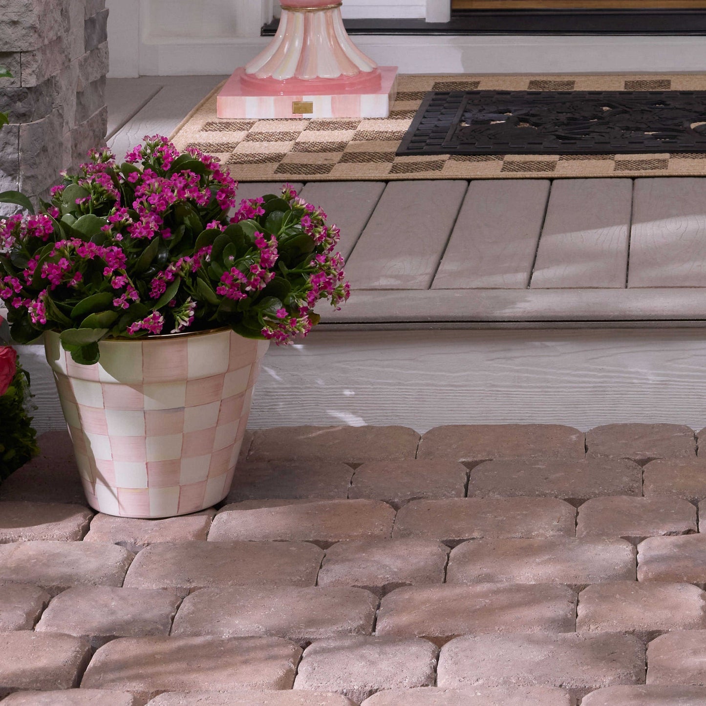 Extra velký smaltovaný Rosy Check květináč MacKenzie-Childs