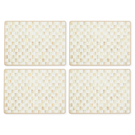 Luxusní stolní prostírání Mocha Check s přírodním korkem set 4 ks MacKenzie-Childs Waterfall Bathrooms