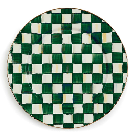 Servírovací tác Emerald Check od MacKenzie-Childs se zeleným kostkovaným vzorem, Waterfall Bathrooms.

