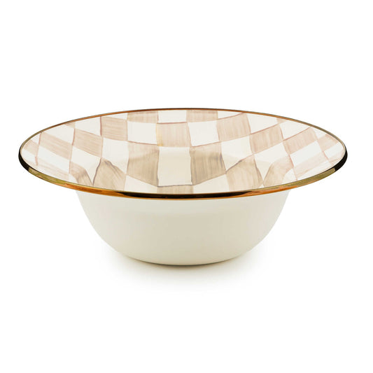 MacKenzie-Childs servírovací mísa Mocha Check, velká smaltovaná mísa na ovoce a saláty, hnědé kostky, Waterfall Bathrooms