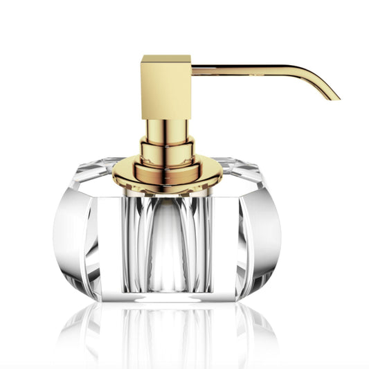Shiny Gold Glass Liquid Soap Dispenser | Crystal Clear - |VESIMI Design| Luxury Bathrooms and Home Decor