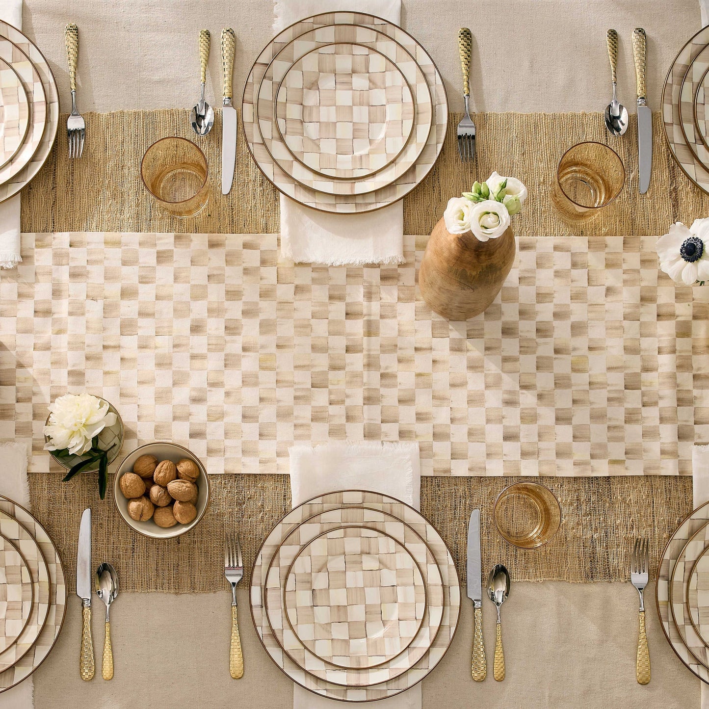 Mocha Check MacKenzie-Childs smaltované nádobí talíře