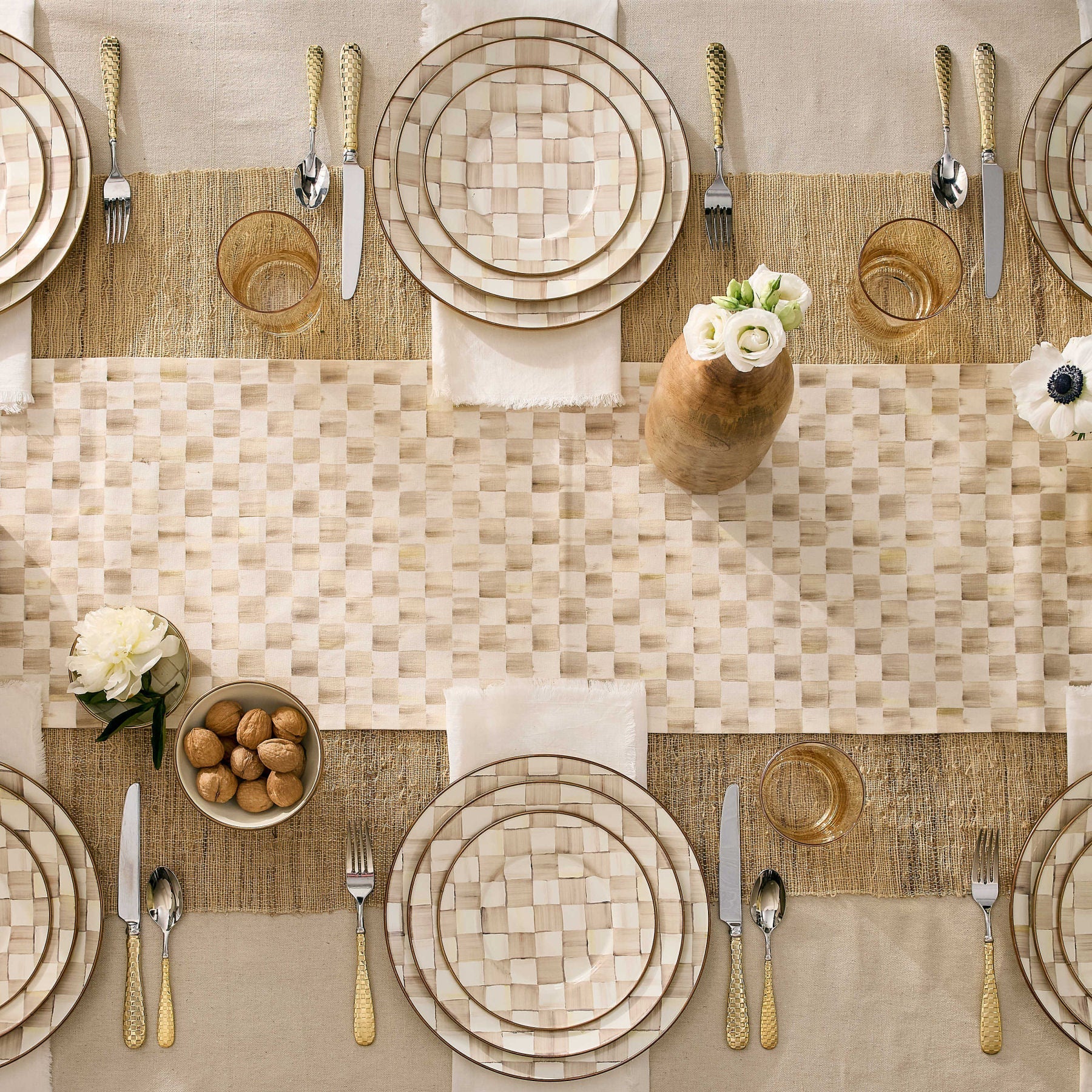 Mocha Check MacKenzie-Childs smaltované nádobí talíře