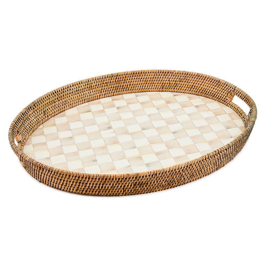 Smaltovaný servírovací tác Mocha Check od MacKenzie-Childs