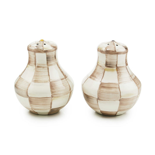 MacKenzie-Childs Solnička a Pepřenka Mocha Check, kávově hnědý vzor, 16.19 cm, Waterfall Bathrooms