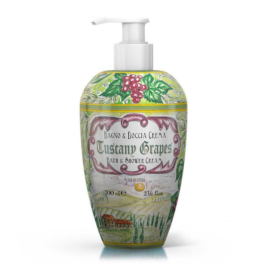 Sprchový gel a pěna do koupele Rudy Profumi Tuscany Grapes, s vůní Hroznů a Vinné révy, 700 ml, Waterfall Bathrooms.