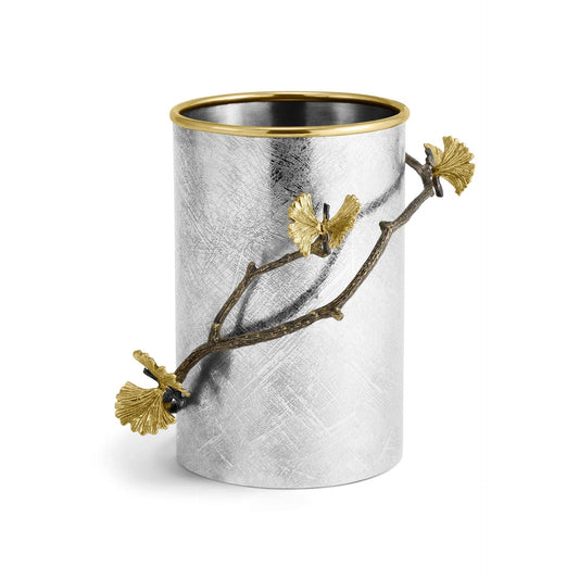 Stojan na kuchyňské náčiní Butterfly Ginkgo od Michael Aram z nerezové oceli a mosazi, s motivem motýlích ginkgo listů, Waterfall Bathrooms.
