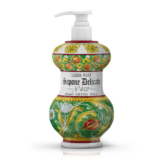 Tekuté mýdlo na ruce a obličej Rudy Profumi Gli Albarelli 452 Granatum, s vůní Zázvoru a Granátového Jablka, 400 ml.