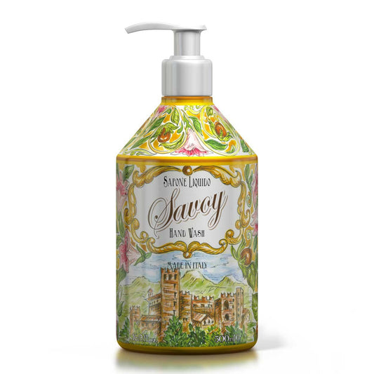 Tekuté mýdlo na ruce Rudy Profumi Savoy, s gurmánskou vůní Lískového Oříšku a Mandle, 500 ml, Waterfall Bathrooms.
