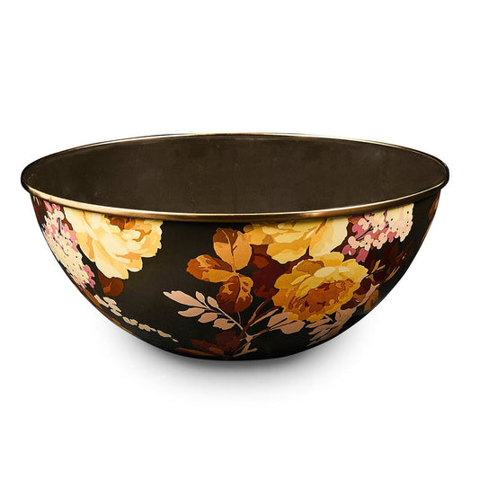 Velká miska Wild Rose Brown Everyday Bowl od MacKenzie-Childs s květinovým motivem, Waterfall Bathrooms.
