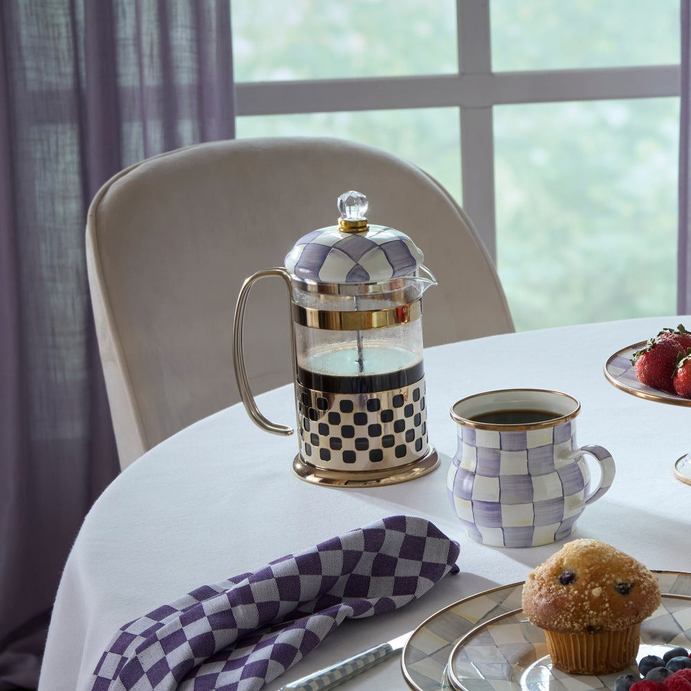 MacKenzie-Childs French press na kávu Violet Check