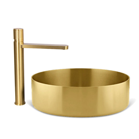 Luxusní zlatý nerezový umyvadlový set Opera Satin Gold