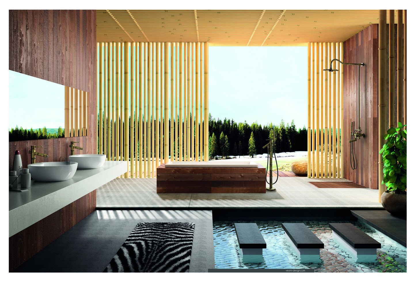 Páková mosazné baterie ve tvaru Bambusu, Bamboo Bronze