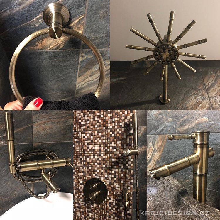 Mosazná koupelna, Pákové baterie Bamboo Bronze