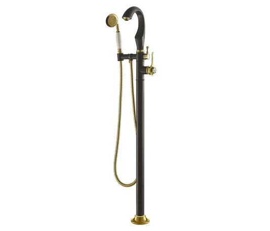 Luxusní stojící vanová baterie v černo-zlatém provedení Cairo Waterfall Bathrooms