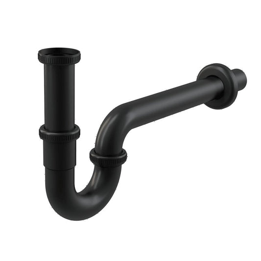 Designový umyvadlový sifon typu P v matně černém provedení Industrial Waterfall Bathrooms