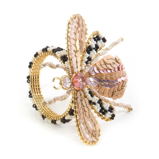 MacKenzie-Childs Kroužek na ubrousky Queen Bee, včela z korálků a flitrů, 10.16 cm, Waterfall Bathrooms