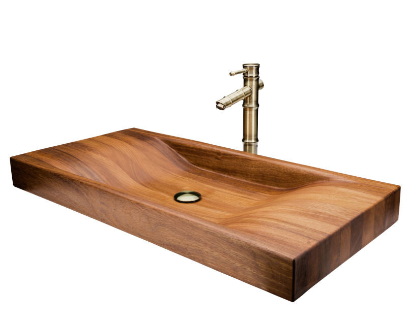 Dřevěné umyvadlo z masivu s baterií Bamboo Bronz