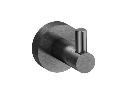 Jednoduchý mosazný háček na ručník v polomatné barvě Gun Metal Waterfall Bathrooms