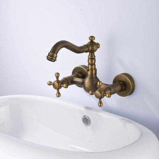 Retro nástěnná kohoutková baterie Provence v provedení antický bronz Waterfall Bathrooms