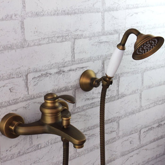 Nástěnná retro vanová baterie Provence v matném provedení antický bronz s ruční sprchou Waterfall Bathrooms