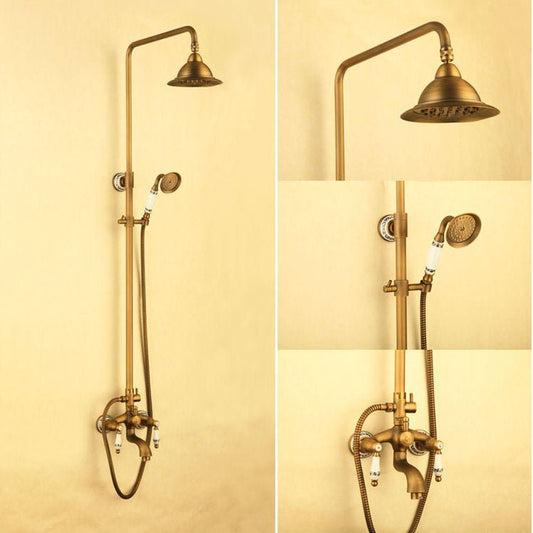 Kompletní rustikální sprchový set Lavande s hlavovou sprchou a hrdlem v barvě antický bronz Waterfall Bathrooms