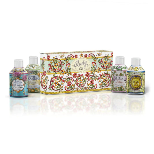 Rudy Profumi Sada sprchových gelů Maioliche, 4 x 100 ml, Portofino, Taormina, Pantelleria, Ischia, italská kosmetika