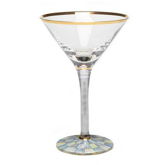MacKenzie-Childs Sklenice na Martini Sterling Check, ručně foukané sklo, stříbrný kostkovaný vzor, 237 ml, Waterfall Bathrooms