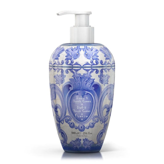 Sprchový gel a pěna do koupele Rudy Profumi Firenze, s vůní Bílých květů a Ambry, 700 ml, Waterfall Bathrooms.