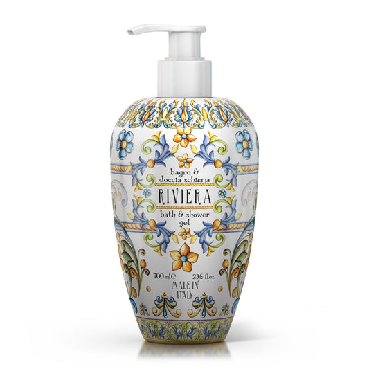 Sprchový gel a pěna do koupele Rudy Profumi Riviera, s vůní Jasmínu a Vanilky, 700 ml, Waterfall Bathrooms.