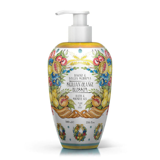 Sprchový gel a pěna do koupele Rudy Profumi Sicilian Orange Blossom, s vůní Pomerančového květu a Cedrového dřeva, 700 ml, Waterfall Bathrooms.