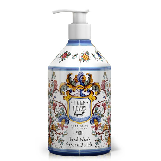 Tekuté mýdlo na ruce Rudy Profumi Amalfi, s vůní Bílé Růže, Pivoňky a Černého Fíku, 500 ml, Waterfall Bathrooms.
