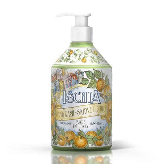 Tekuté mýdlo na ruce Rudy Profumi Ischia, s vůní Bergamotu, Pomeranče a Gardénie, 500 ml, Waterfall Bathrooms.