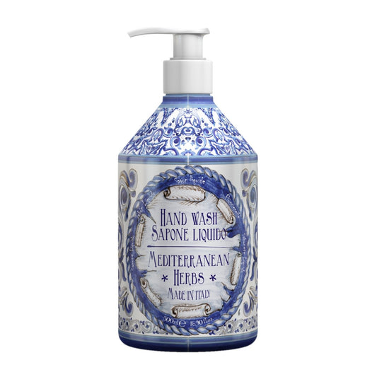 Tekuté mýdlo na ruce Rudy Profumi Mediterranean Herbs, s vůní Myrty a Zázvoru, 500 ml, Waterfall Bathrooms.