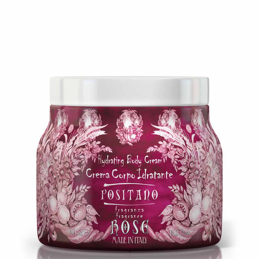 Tělový krém Rudy Profumi Positano, s vůní Damašské Růže a Růžového Dřeva, 450 ml, Waterfall Bathrooms.