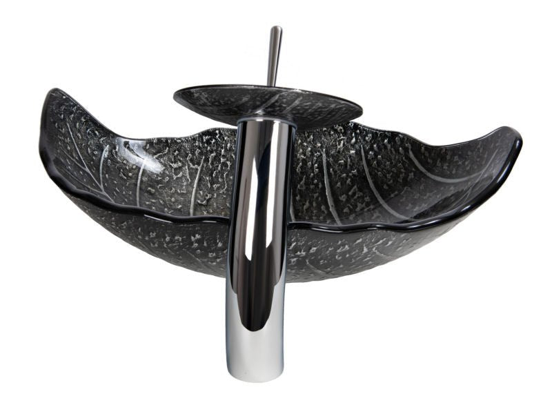 Waterfall® Leaf Metal Silver Sink Combo Faucet Set - |VESIMI Design| Luxury Bathrooms & Deco